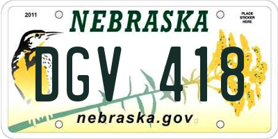 NE license plate DGV418
