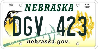 NE license plate DGV423