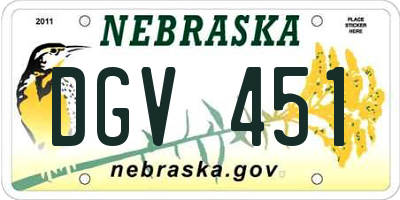 NE license plate DGV451