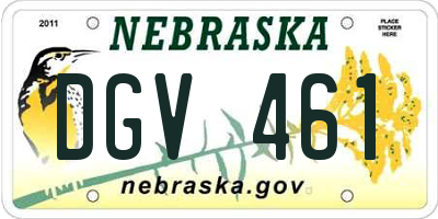 NE license plate DGV461