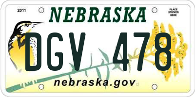 NE license plate DGV478