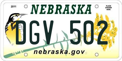 NE license plate DGV502