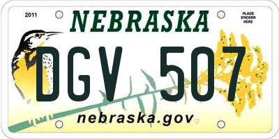NE license plate DGV507