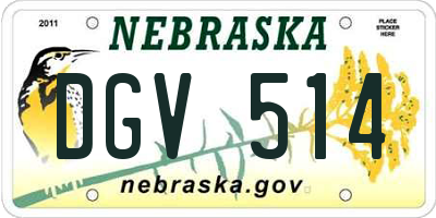 NE license plate DGV514