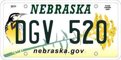NE license plate DGV520