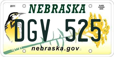 NE license plate DGV525