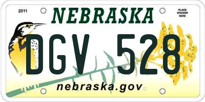NE license plate DGV528