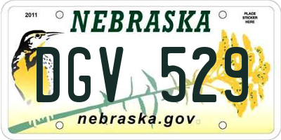 NE license plate DGV529