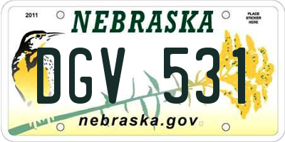 NE license plate DGV531