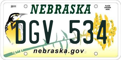NE license plate DGV534