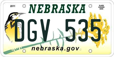 NE license plate DGV535