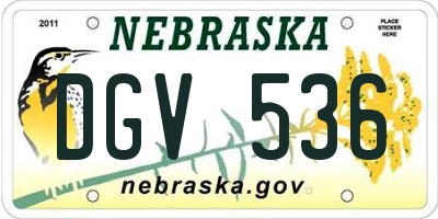 NE license plate DGV536