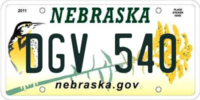 NE license plate DGV540