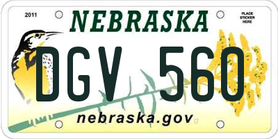 NE license plate DGV560
