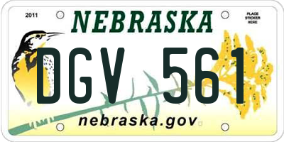 NE license plate DGV561