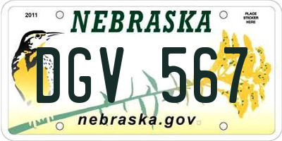 NE license plate DGV567