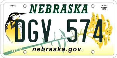 NE license plate DGV574