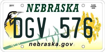 NE license plate DGV576
