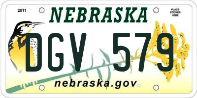 NE license plate DGV579