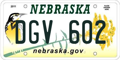 NE license plate DGV602