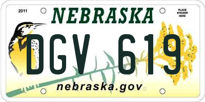 NE license plate DGV619