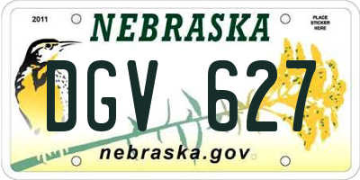 NE license plate DGV627