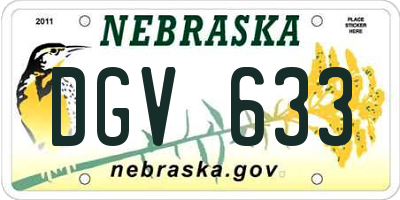 NE license plate DGV633