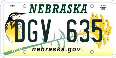 NE license plate DGV635