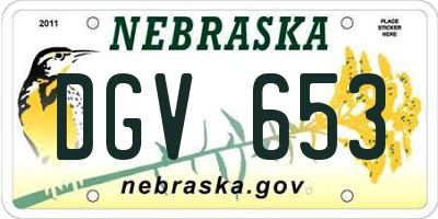 NE license plate DGV653