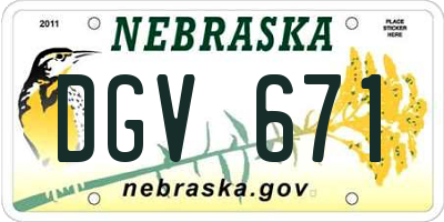 NE license plate DGV671