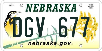 NE license plate DGV677