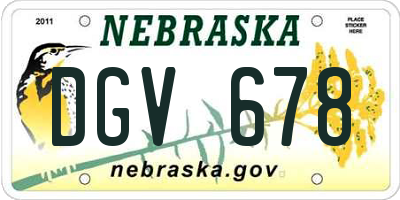 NE license plate DGV678