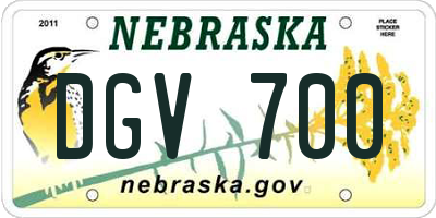 NE license plate DGV700