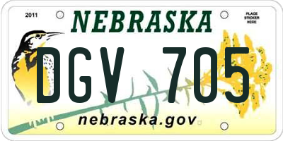NE license plate DGV705