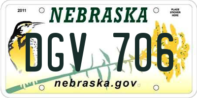 NE license plate DGV706