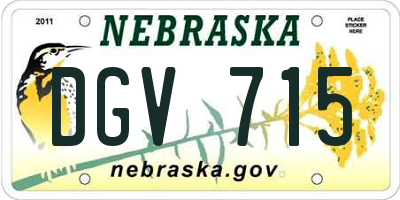 NE license plate DGV715