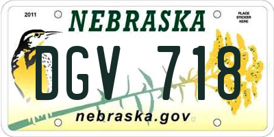 NE license plate DGV718