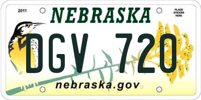 NE license plate DGV720