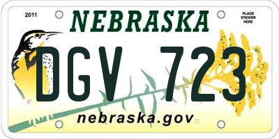 NE license plate DGV723