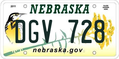 NE license plate DGV728
