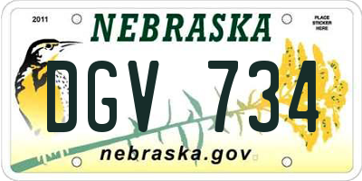NE license plate DGV734