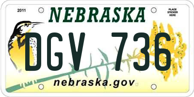 NE license plate DGV736