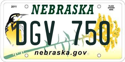 NE license plate DGV750