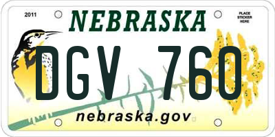 NE license plate DGV760