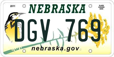 NE license plate DGV769