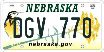 NE license plate DGV770