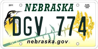NE license plate DGV774