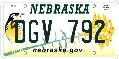 NE license plate DGV792