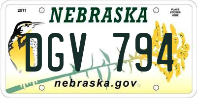 NE license plate DGV794