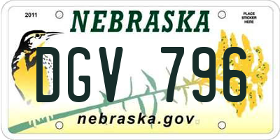 NE license plate DGV796